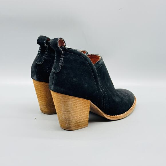 Jeffrey Campbell Shoes Womens 6 Black Suede Cutout Ankle Booties Block Heel - Picture 6 of 10